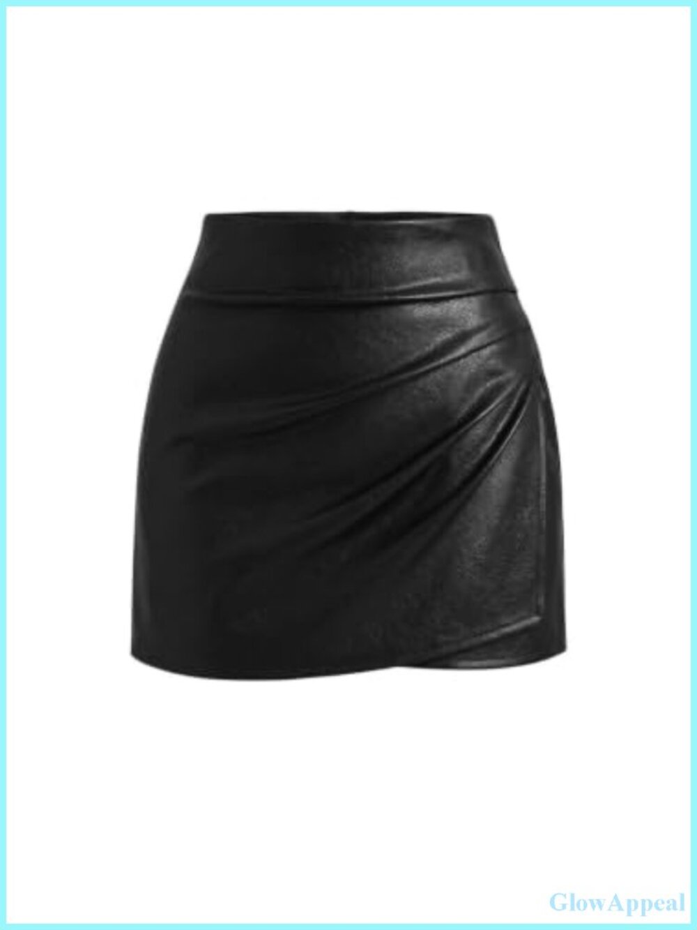 Women's Faux Leather Ruched Mini Skirt